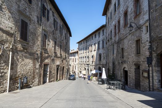 gubbio,italy august 29 2020:street of consoli in the center of the town of Gubbio