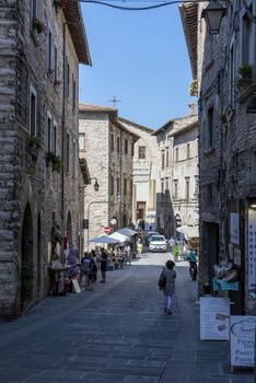 gubbio,italy august 29 2020:street of consoli in the center of the town of Gubbio