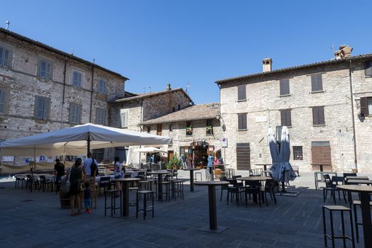gubbio,italy august 29 2020:piazza Bosone in the center of the town of Gubbio
