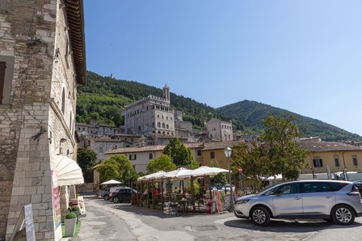 gubbio,italy august 29 2020:view of Gubbio seen from the square of Quaranta Martiri