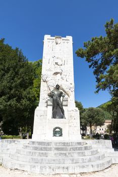 gubbio,italy august 29 2020:monument you fell in the square of the Forty Martyrs of Gubbio