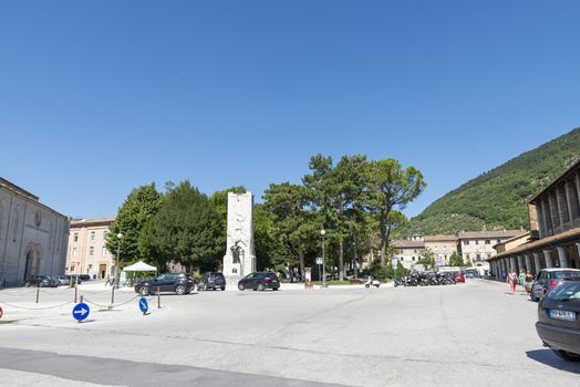 gubbio,italy august 29 2020:municipal gardens in the square of the Forty Martyrs of Gubbio