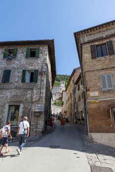 gubbio,italy august 29 2020:street of Repubblica in the town of Gubbio