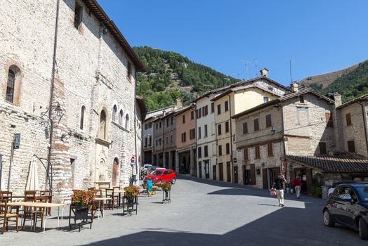 gubbio,italy august 29 2020:street Dante Alighieri in the town of Gubbio