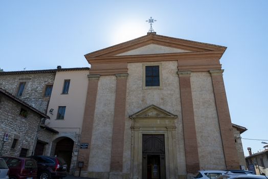 gubbio,italy august 29 2020:parish church of sant agostino in the town of gubbio