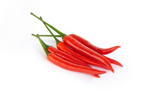 Closeup chilli pepper on white background, raw food ingredient concept