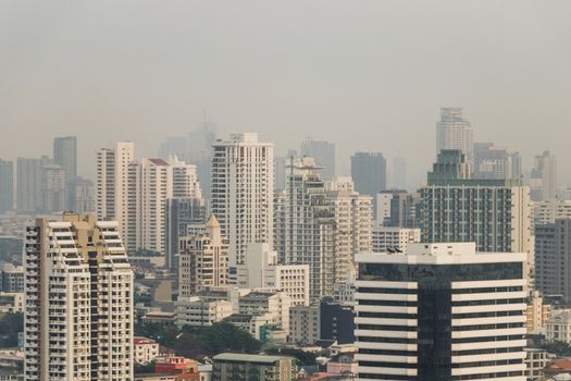 City panorama Bangkok. Skyscraper and cityscape of the capital of Thailand.