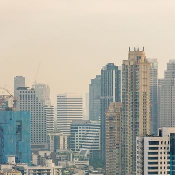 City panorama Bangkok. Skyscraper and cityscape of the capital of Thailand.