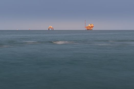 Adriatic sea extraction and transformation of natural gas, platforms located near ravenna, italy.