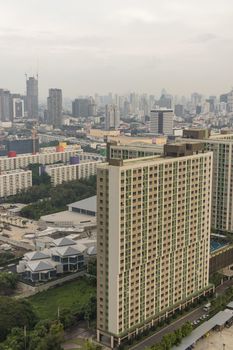 City panorama Bangkok. Skyscraper and cityscape of the capital of Thailand.