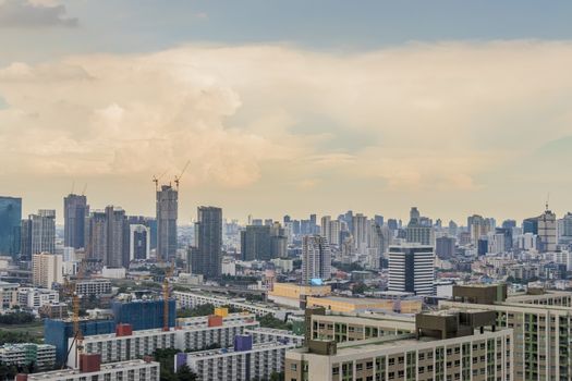 City panorama Bangkok with incredible cloud formation. Skyscraper, cityscape Capital of Thailand.