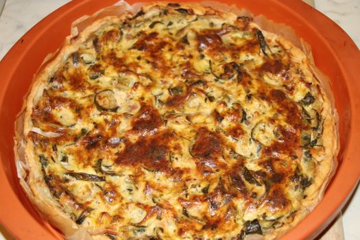 homemade tart pastry with spinach ,bacon, florentine quiche, cheese