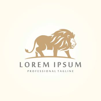 luxury lion graphic logo template with golden abstract wild leo. isolated in white background. royal elegant brand identity