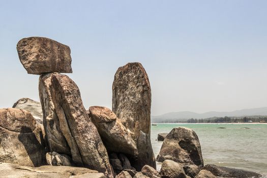 Bizzare and amazing rock formations at Agonda Beach in Goa, India.