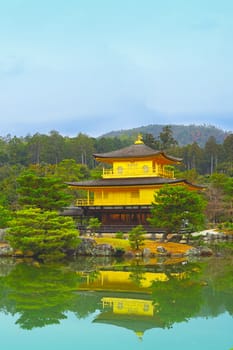 The famous Golden Pavilion in Kinkakuji temple in Kyoto, Japan.