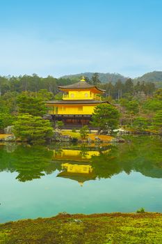 The famous Golden Pavilion in Kinkakuji temple in Kyoto, Japan.