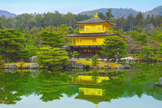 The famous Golden Pavilion in Kinkakuji temple in Kyoto, Japan.