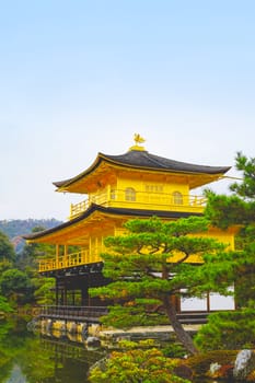 The famous Golden Pavilion in Kinkakuji temple in Kyoto, Japan.