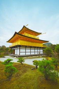 The famous Golden Pavilion in Kinkakuji temple in Kyoto, Japan.