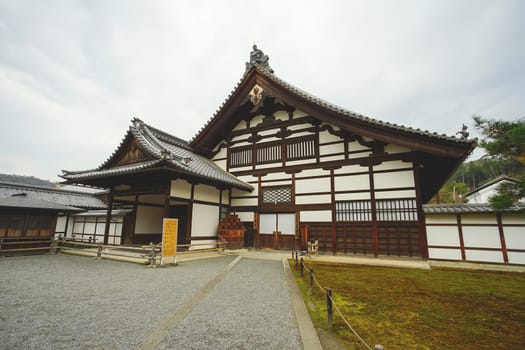 Kyoto, Japan - December 17, 2019 : Japanese style building in the Kinkakuji temple, Kyoto, Japan.