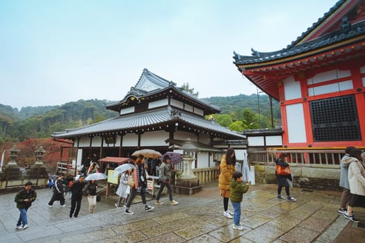 Kyoto, Japan - December 17, 2019 : Beautiful scene in Kiyomizu-dera Temple, Kyoto, Japan.