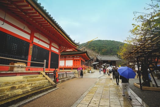 Kyoto, Japan - December 17, 2019 : Beautiful scene in Kiyomizu-dera Temple, Kyoto, Japan.