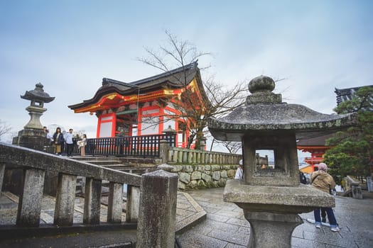 Kyoto, Japan - December 17, 2019 : Beautiful scene in Kiyomizu-dera Temple, Kyoto, Japan.