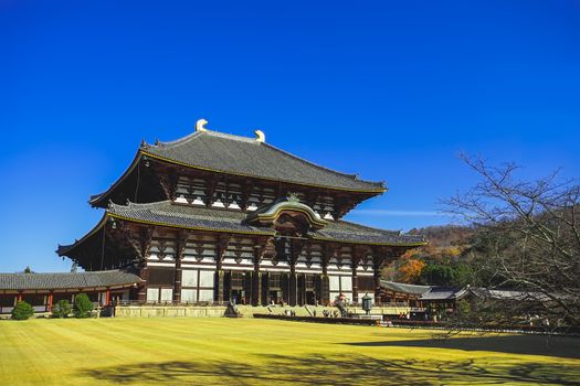 The greatest wooden building in the world Todaiji Temple in Nara city, Kansai area, Japan.