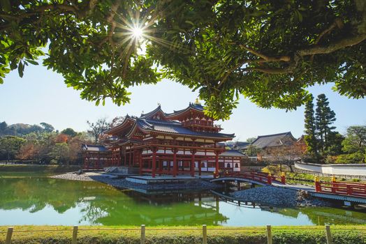 The famous Phoenix Hall or Hoodo Hall in Byodoin(Byodo-in) temple in Uji City, Kyoto, Japan.