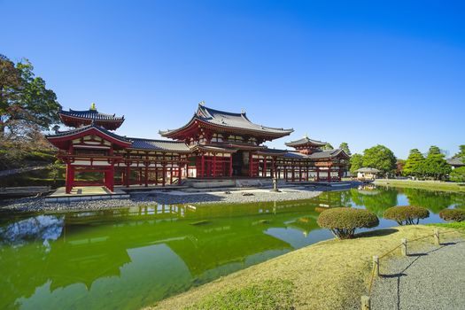 The famous Phoenix Hall or Hoodo Hall in Byodoin(Byodo-in) temple in Uji City, Kyoto, Japan.