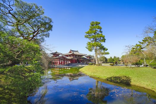 The famous Phoenix Hall or Hoodo Hall in Byodoin(Byodo-in) temple in Uji City, Kyoto, Japan.