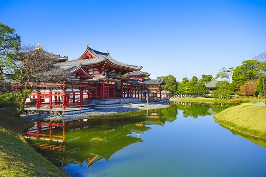 The famous Phoenix Hall or Hoodo Hall in Byodoin(Byodo-in) temple in Uji City, Kyoto, Japan.