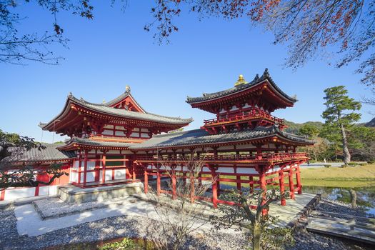 The famous Phoenix Hall or Hoodo Hall in Byodoin(Byodo-in) temple in Uji City, Kyoto, Japan.