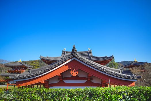 The famous Phoenix Hall or Hoodo Hall in Byodoin(Byodo-in) temple in Uji City, Kyoto, Japan.