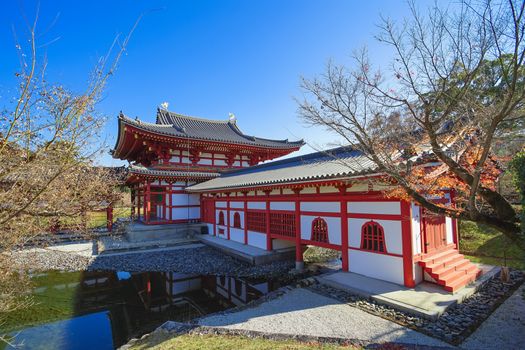 The famous Phoenix Hall or Hoodo Hall in Byodoin(Byodo-in) temple in Uji City, Kyoto, Japan.