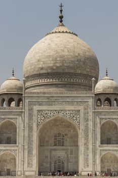 Taj Mahal in Agra, India. Close view of the Taj Mahal and its dome.