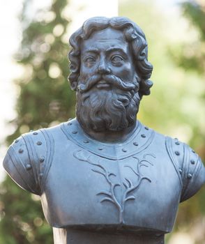 September 23, 2017 Moscow Russia The bust of Tsar Ivan III the Great made by Zurab Tsereteli on the Rulers Alley in Moscow.