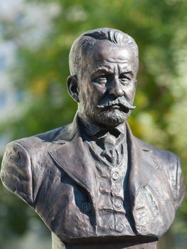 September 23, 2017 Moscow Russia Bust Minister-Chairman of the All-Russian Provisional Government Georgy Lvov made by Zurab Tsereteli at the Rulers Alley in Moscow.