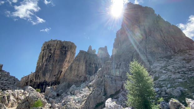 Cinque Torri, Italian Alps. Five Towers mountain peaks.