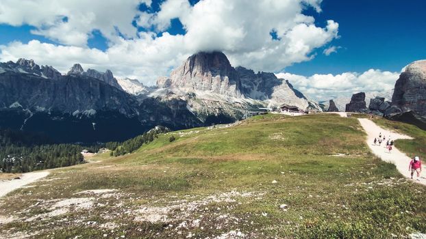 Cinque Torri, Italian Alps. Five Towers mountain peaks.