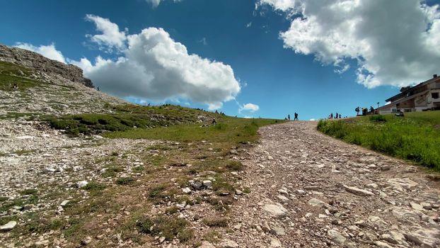 Shelter in summer season in a mountain peak.