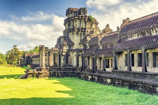 Angkor Wat temple in Cambodia. Ancient temple complex Angkor Wat