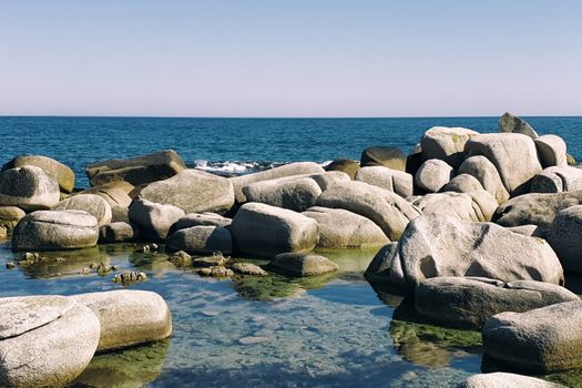 Boulders on the coast. Boulders beach view