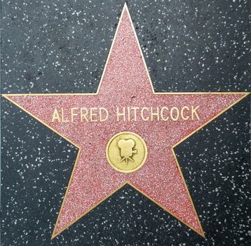 Los Angeles, United States, November 2013: Alfred Hitchcock star on the walk of fame, hollywood boulevard in Los Angeles, USA.