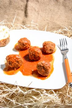 Meatballs Italian  polpette fine cuisine with tomato sauce