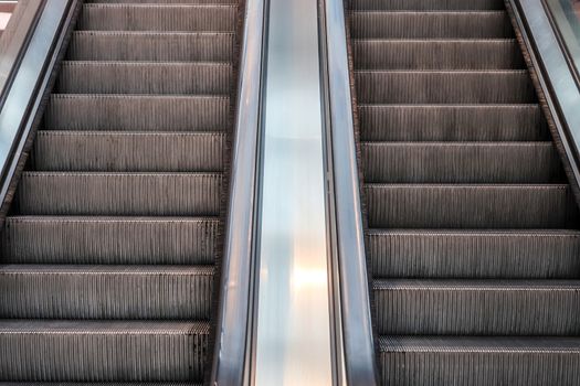 Empty steps of an escalator in a perspective view