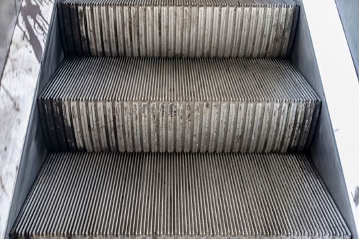 Empty steps of an escalator in a perspective view