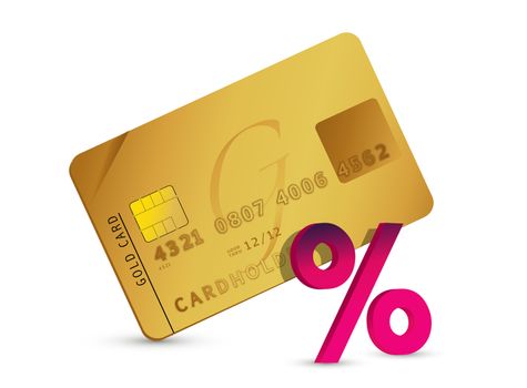 credit card and percent sign