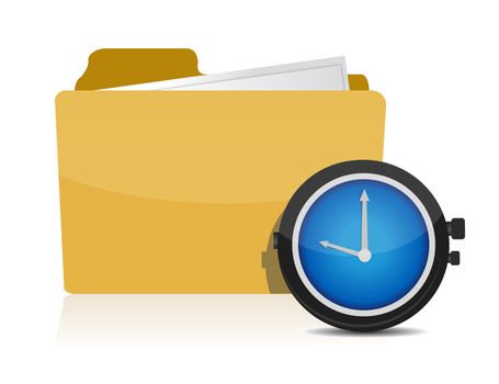 clock and folder illustration design over a white background