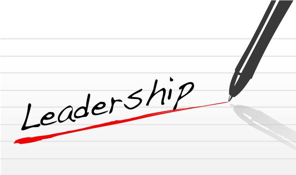 Leadership underlined in pen on a white background